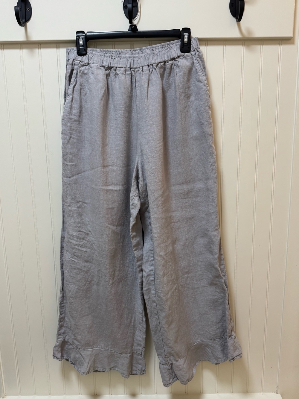 Match Point 100% Linen Grey Pants —Size Small